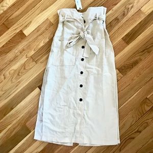 NWT Linen Button Midi Skirt